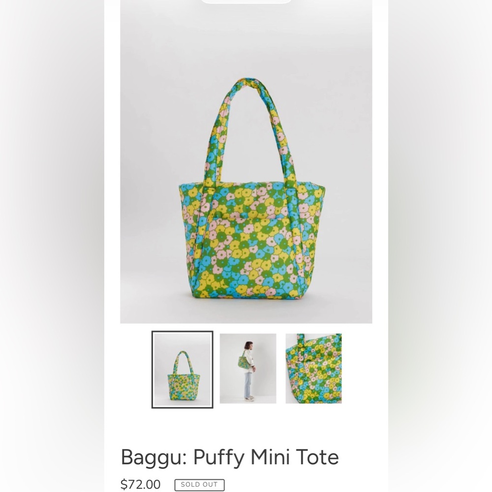Baggu Puffy Mini Tote in sold-out Flowerbed print